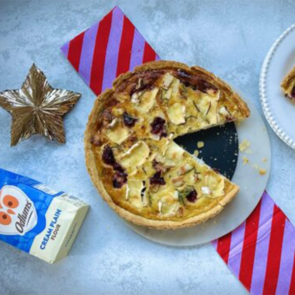 Festive Turkey, Brie & Cranberry Quiche